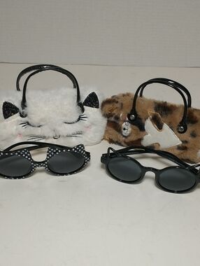 Wonder Nation Kids Cat Ear Sunglasses With Case, Two Pairs, Furry Carrying Case